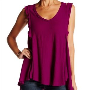 Free People Magenta Ruffle Blouse
